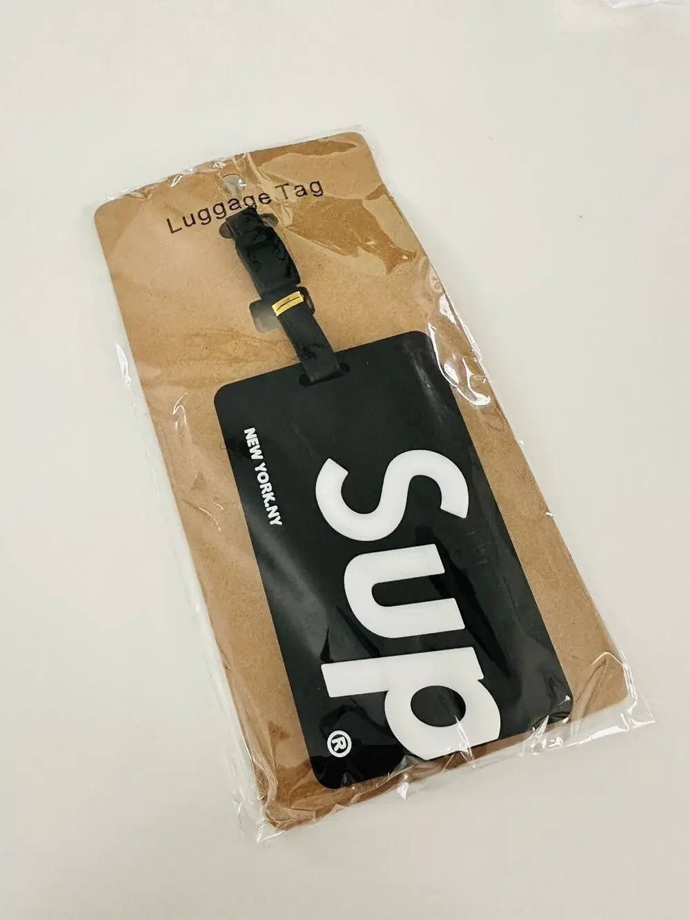 Supreme Black Classic Logo Card Holder Travel Bag Luggage Tag